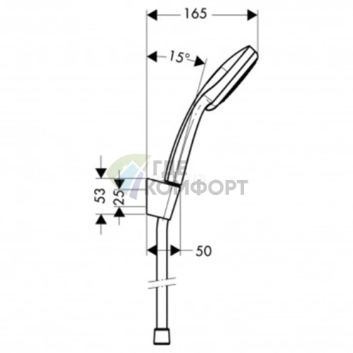 Душевой набор HG Croma 100 Vario с ручным душем, держателем и шлангом в цвете хром (27594000) - фото 2