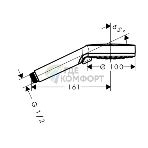 Ручной душ HG Vernis Blend 100 Vario 2jet с режимами Rain и IntenseRain, черный матовый (26270670) - фото 2