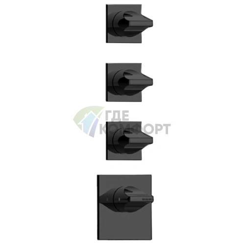 Смеситель для душа термостатический встраиваемый BOSSINI APICE, 3 вентиля, черный матовый (Z035205.073) - фото 1