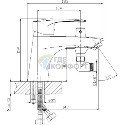 Смеситель для ванны Rossinka T40-38: на бортовой монтаж - фото 2