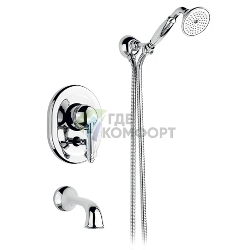 Смеситель для ванны Nicolazzi Cristallo: однорычажный встраиваемый с изливом 160 мм и ручным душем, хром (3400CR33) - фото 1