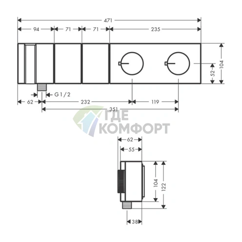 Термостат для душа AX Edge 470/100 с алмазной огранкой и ручным душем (46701330) - фото 2