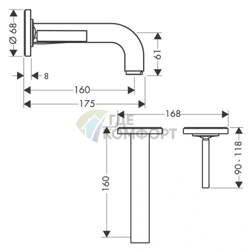 Стильный смеситель для раковины AX Citterio в цвете шлифованное красное золото (39113310) - фото 2
