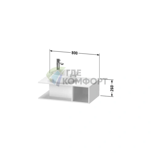 Подвесная тумбочка Duravit D-Neo Compact, 260x800x480 мм, белая глянцевая (DE491802222) - фото 2