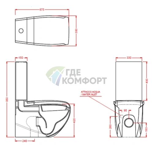 Унитаз-моноблок Artceram Hidra HI-LINE 38х68 см с крепежами, белый (HIV003 01 00bi) - фото 2