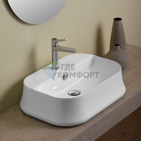 Раковина накладная SIMAS Sharp 60x42 см с отверстием под смеситель - фото 3