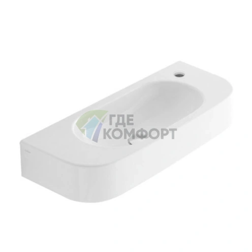 Подвесная раковина GLOBO Forty3 70x27 см, белая, с отверстием под смеситель справа - фото 1