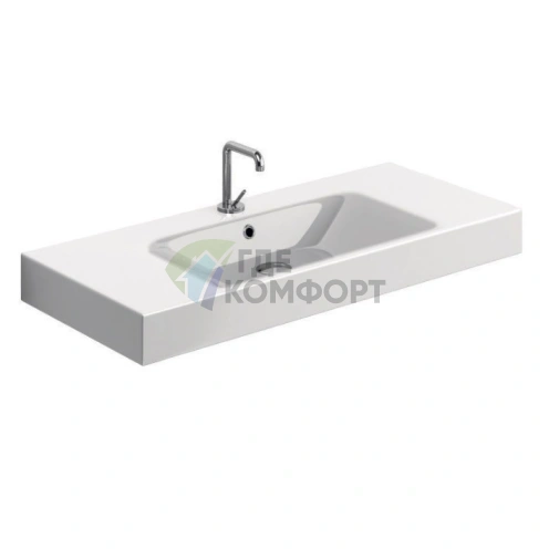 Кухонная мойка KERASAN Cento 100x45 с отверстием под смеситель, белая (355001*1) - фото 1