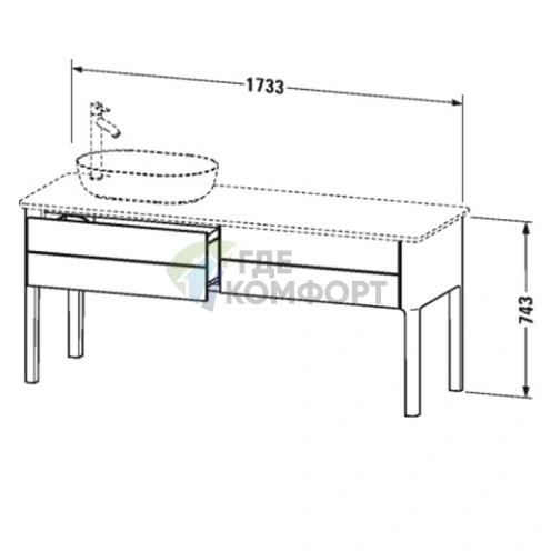 Напольная тумба Duravit Luv с 2 ящиками, 743x1788x570 мм, шелковисто-матовый белый (LU9563L3636) - фото 2