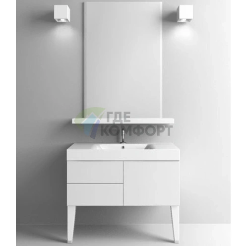 Кухонная мойка KERASAN Cento 100x45 с отверстием под смеситель, белая (355001*1) - фото 4