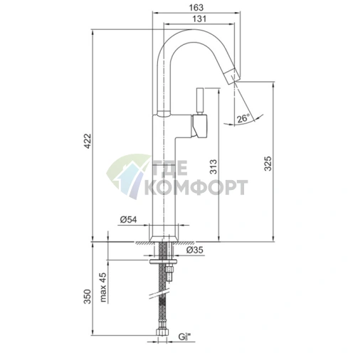 Смеситель для раковины Fantini Cafe однорычажный, хром (42 02 1806WF) - фото 2
