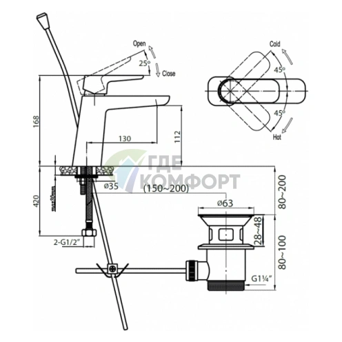 Элегантный двухрычажный смеситель Cezares Grace для раковины - фото 3