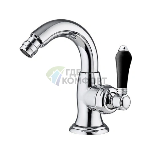 Смеситель для биде Nicolazzi Ceramica Nera с керамическими ручками и донным клапаном, хром (3455CR76BC) - фото 1