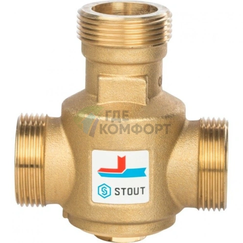 Stout термостатический клапан для твердотопливных котлов НР 1 1/4 55 C - фото 2