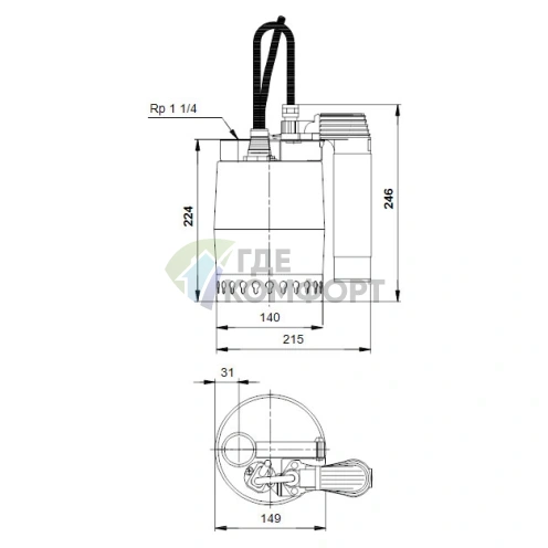 Дренажный насос Grundfos Unilift KP 350-AV1 - фото 4