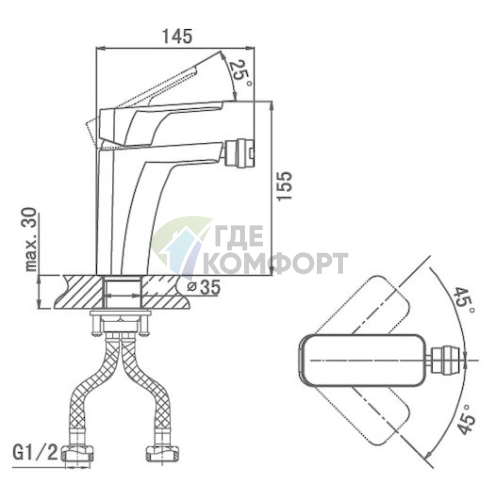 Смеситель для биде D K Berlin Kunste DA1432213 оранжевый - фото 2