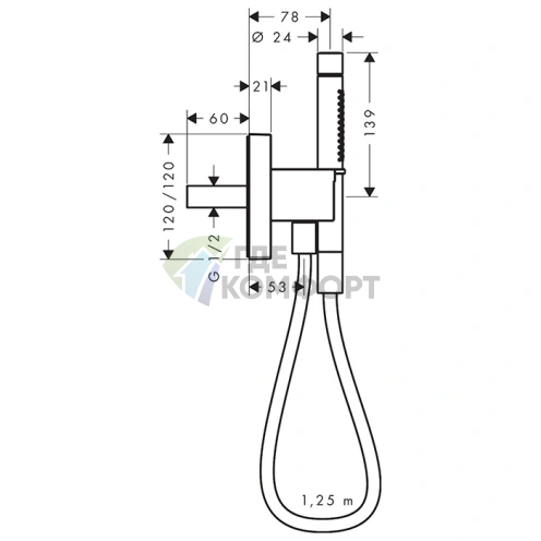 Душевой набор AXOR Showers Porter с ручным душем, 2 режимами и держателем, цвет сталь (12626800) - фото 2