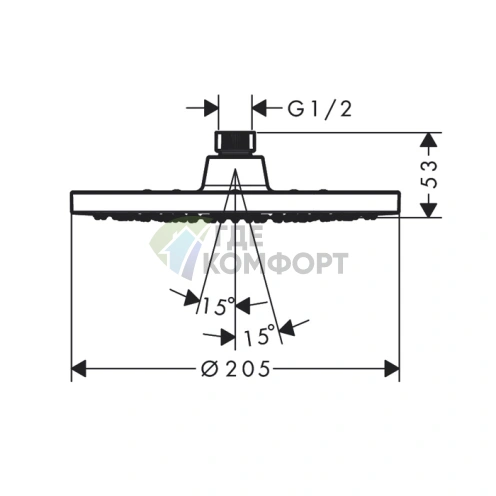 Смеситель для душа HG Vernis Blend верхний, EcoSmart, хром (26277000) - фото 2