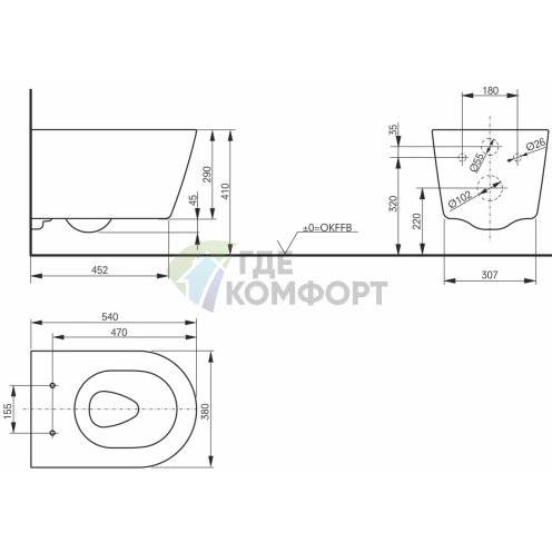 Подвесной унитаз TOTO RP CW552Y с сиденьем RP TC513F и инсталляцией - фото 6