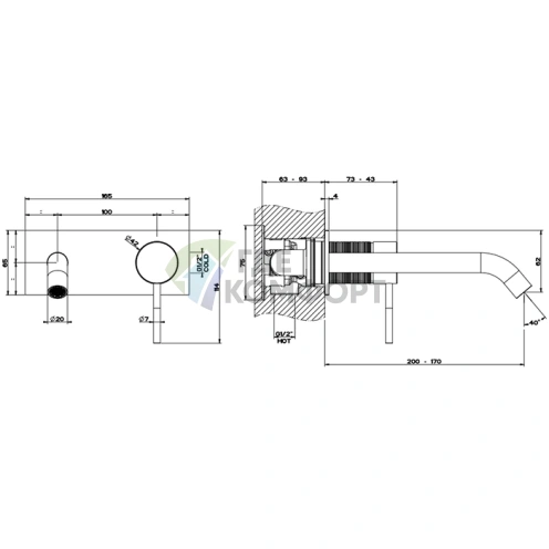 Встраиваемый смеситель GESSI 316 для раковины с изливом 146-116 мм, цвет матовый черный металл PVD (54483#707) - фото 2