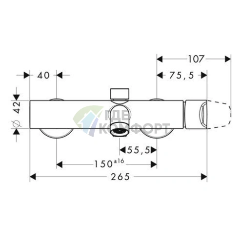 Настенный однорычажный смеситель для ванны AX Citterio M в хроме (34420000) - фото 2