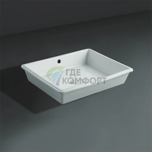 Раковина SIMAS встраиваемая без отверстия под смеситель 48×37 см белая - фото 1