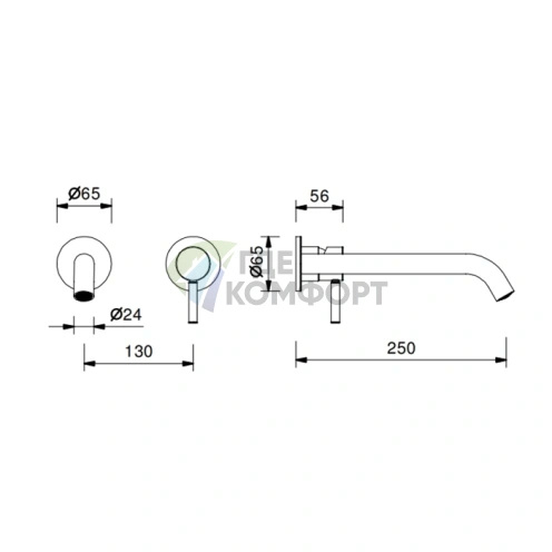 Смеситель для раковины Fantini Nostromo встраиваемый однорычажный, матовый графит PVD (50 P5 E812B) - фото 2