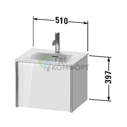 Тумба подвесная Duravit XViu 510x420x397 мм для раковины, цвет walnut dark/черный матовый (XV40310B221) - фото 2