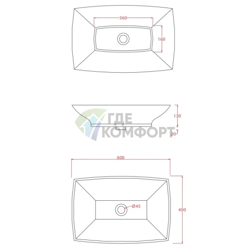 Накладная раковина Artceram JAZZ 60x40 см без отверстий, белая (JZL002 01 00) - фото 3