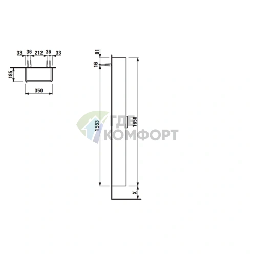 Шкаф высокий Laufen Base 350x1855x1650 мм, правая дверца, белый матовый (4.0264.2.110.260.1) - фото 2