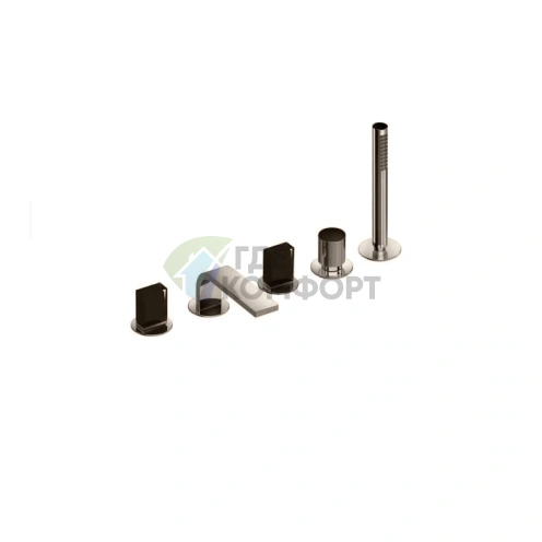 Смеситель Fantini Venezia In для ванны с ручным душем, 5 отверстий, излив 160 мм, цвет Nickel PVD (29 95 N565S) - фото 1