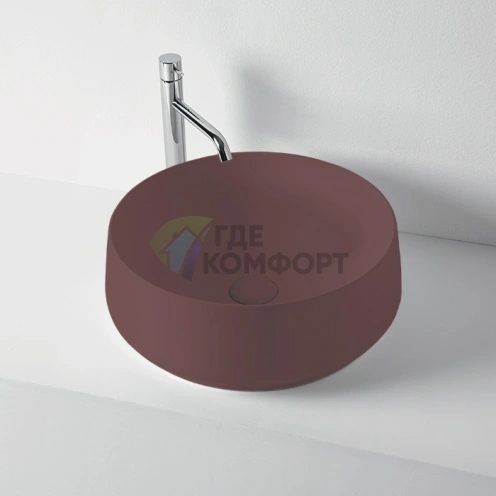Раковина накладная KERASAN F10 Бургундский матовый без отверстия под смеситель (460475) - фото 1