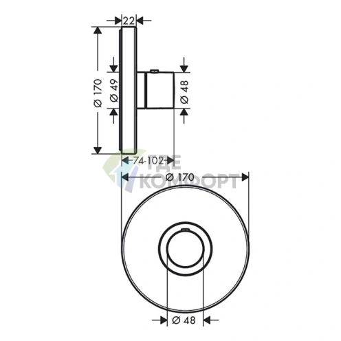 Термостат для душа AX ShowerSelect встраиваемый, шлифованный никель (36721820) - фото 2