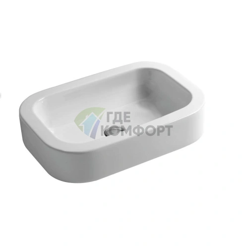 Раковина AZZURRA GLAZE накладная без отв-я под смеситель 60х41см цвет белый - фото 1