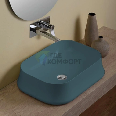 Раковина SIMAS SHARP 600x420 мм, врезная, без отверстия под смеситель, цвет Navy matt - фото 1