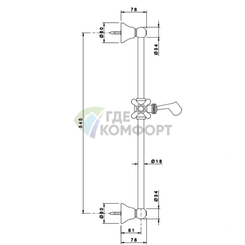 Душевая штанга Nicolazzi Doccia, 545 мм, хром (C8071CR) - фото 2