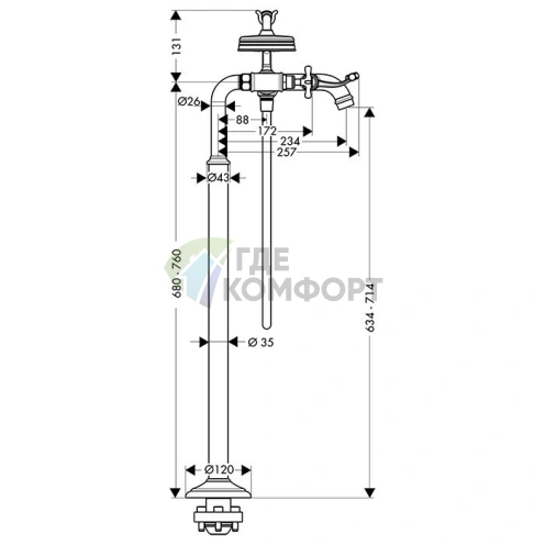 Смеситель для ванны AX Montreux, цвет шлифованное золото (16547250) - фото 2