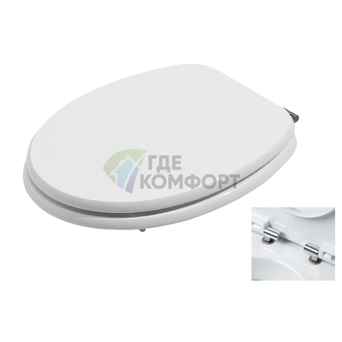 Сиденье для унитаза AZZURRA CHARME белое с хромированными шарнирами и микролифтом (CHA1800/F bi/cr) - фото 1