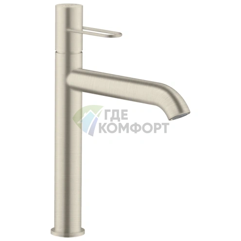 Смеситель для раковины AX Uno 190 мм, шлифованный никель с незапираемым донным клапаном (38032820) - фото 1