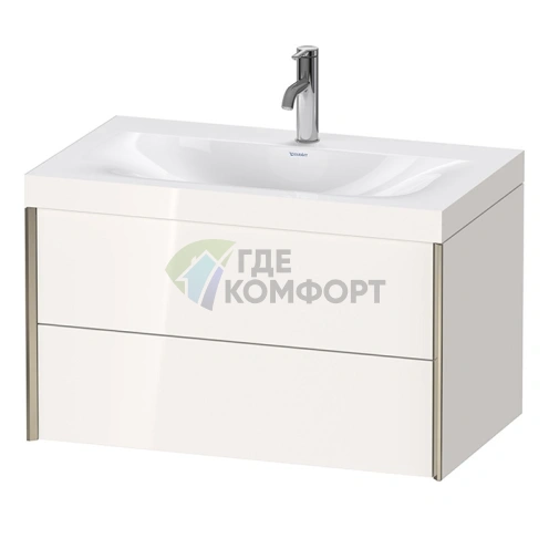 Подвесная тумба Duravit XViu с раковиной, 2 ящика, белый глянцевый/champagne matt (XV4615OB122C) - фото 1