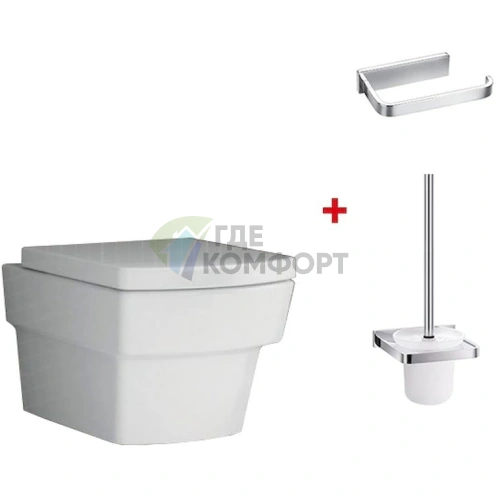 Комплект BelBagno Mattino: крышка-сиденье BB2007SC с микролифтом, подвесная чаша и ершик Art-Max Maxima - фото 1