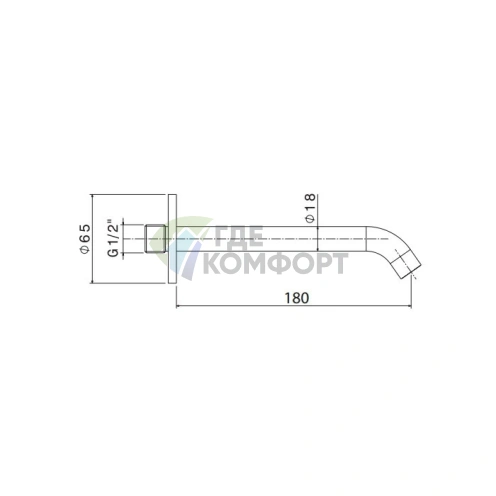 Излив настенный AZZURRA LINEA 180 мм, 1/2, хром (AZ 718) - фото 2