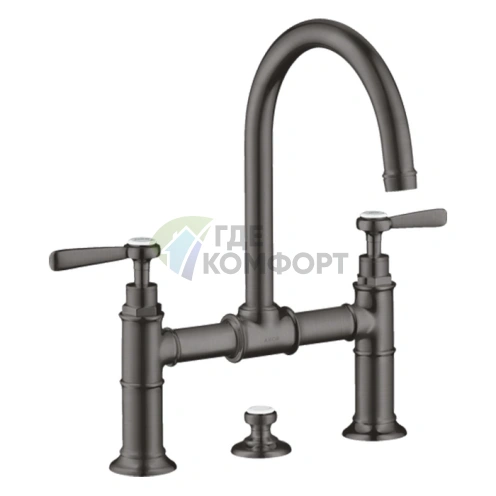 Смеситель для раковины AX Montr 220 с донным клапаном, цвет шлифованный черный хром (16511340) - фото 1