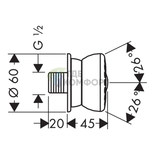 Боковая форсунка HG Bodyvette 1jet G1/2 хром (28466000) - фото 2