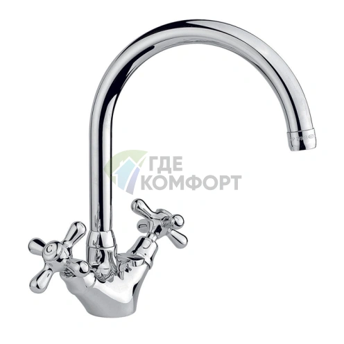 Смеситель для раковины Nicolazzi Nuova Brenta двухвентильный с поворотным изливом и донным клапаном, хром (2538CR) - фото 1