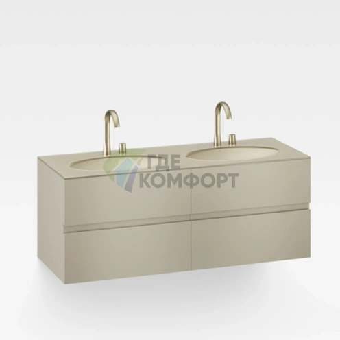 Подвесная тумба Armani Roca Island 155.4 см с двумя раковинами и 4 ящиками в цвете greige (7.8567.1.682.0) - фото 1