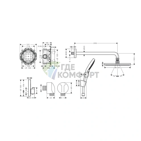 Душевая система HG Raindance, черный мат. (27959670) - фото 2