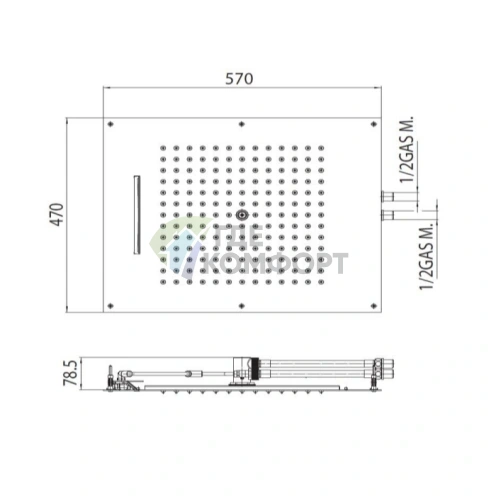 Верхний душ BOSSINI DREAM/2 с режимами дождь и каскад, черный матовый (H38925.073) - фото 2