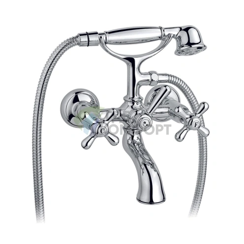 Смеситель для ванны Nicolazzi Nuova Brenta с двумя ручками и душевой лейкой – хром (2501CR) - фото 1