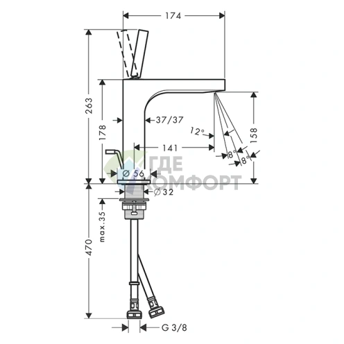 Смеситель для раковины AX Citterio в цвете полированное золото (39031990) - фото 2